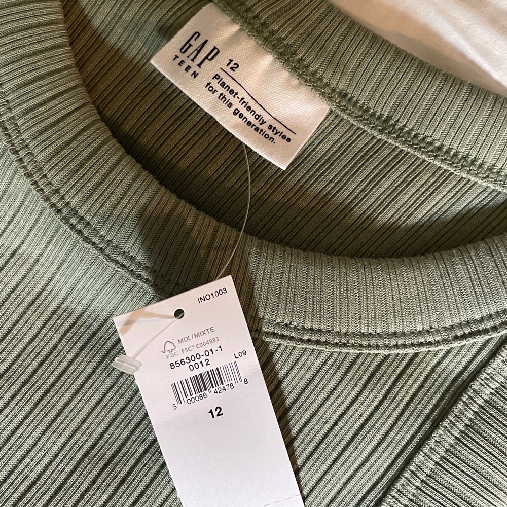 GAP Teen sage green ribbed midi dress size 12